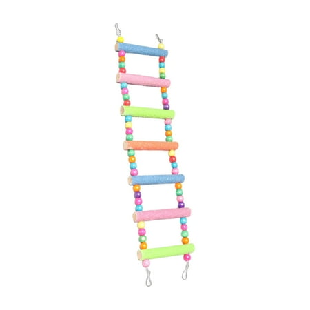 Bird Cage Ladder, Wood Stand, Parrot Chew Toy, Bird Chewing Toy, Playground Parrots Climbing Bridge, Bird Perch Stand for Budgerigar Macaws Finch Frosted Seven Knots
