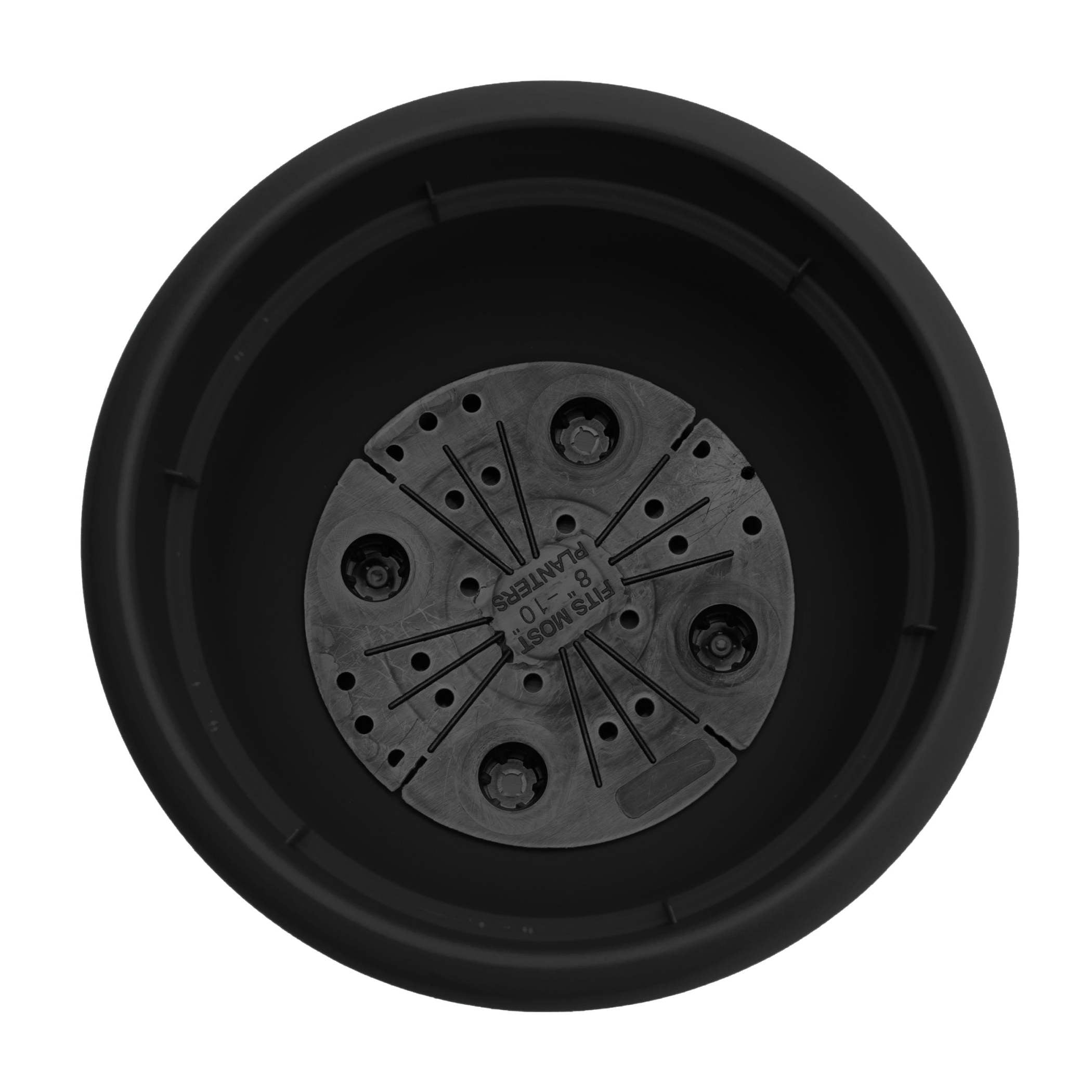 Bloem Ariana 20" Self-Watering Plastic Planter - Rolled Rim Indoor/Outdoor Garden Pot, Black