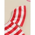 thumbnail image 6 of Bagilaanoe 4th of July Outfits for Toddler Baby Girls Off-shoulder T-shirt Tops + Patchwork Denim Shorts + Headband 12M 18M 24M 3T 4T 5T Kids Independence Day Clothes 3pcs Short Pants Set, 6 of 8