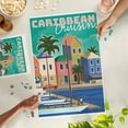 thumbnail image 3 of Lantern Press 1000 Piece Jigsaw Puzzle, Caribbean Cruisin, Waterside Dock, Lithograph, 3 of 5