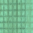 thumbnail image 1 of Ahgly Company Machine Washable Indoor Square Checkered Turquoise Blue Modern Area Rugs, 6' Square, 1 of 4