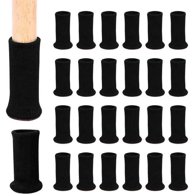 24pcs of Chair Sock for Chair Legs, Furniture Legs, Non-Slip Pads for Fits 1"-2" Diameter Chair Legs (Black)