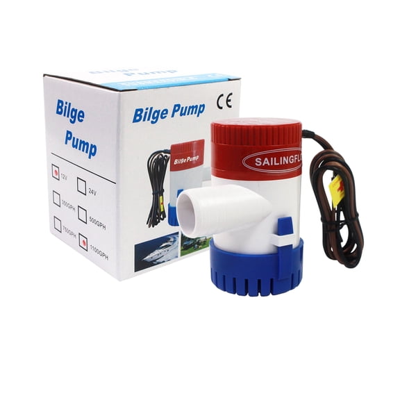 12V Marine Bilge Pump 1100GPH High-flow Low-noise Electric Submersible Non-Automatic Bilge Pump, Suitable for Yachts, Ships and Swimming Pools