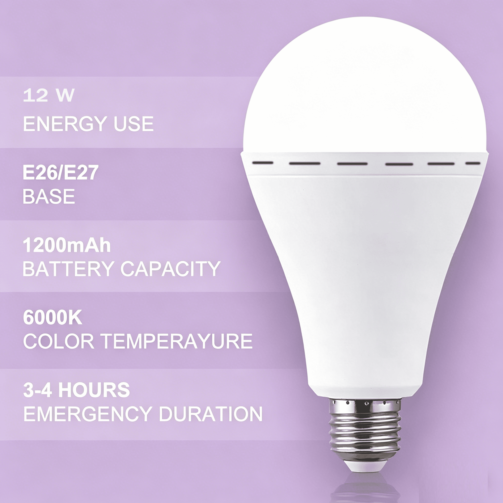 8pcs Rechargeable Emergency LED Light 12W E27 Base,for Power Outages Emergency Use