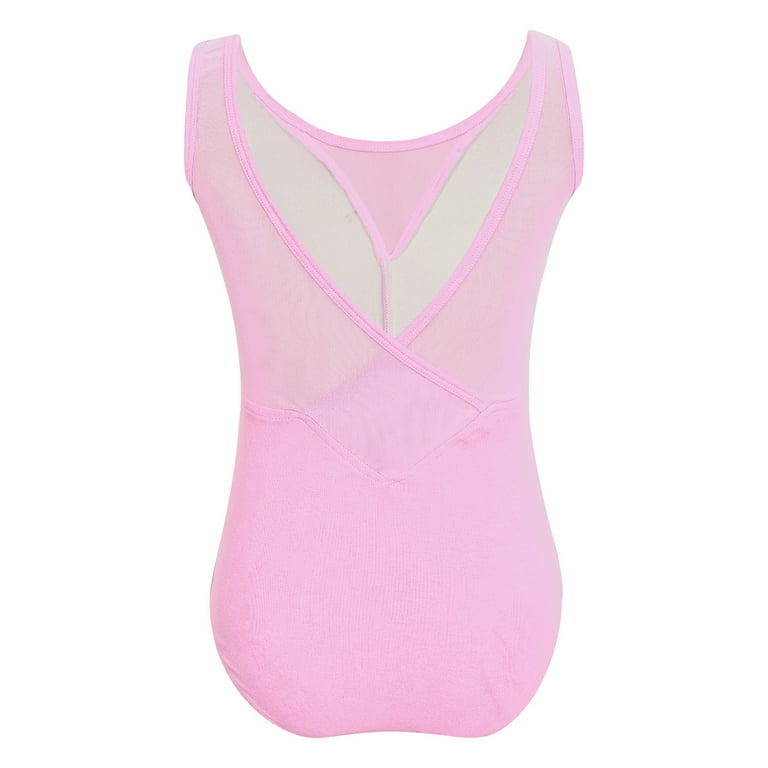 Mesh Sleeveless Bodysuit Pink TiaoBug Kids Girls One Piece