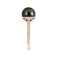thumbnail image 3 of Angara Tahitian Cultured Pearl Ring with Trio Diamonds in 14K Rose Gold for Women | June Birthstone Jewelry for Her, 3 of 8