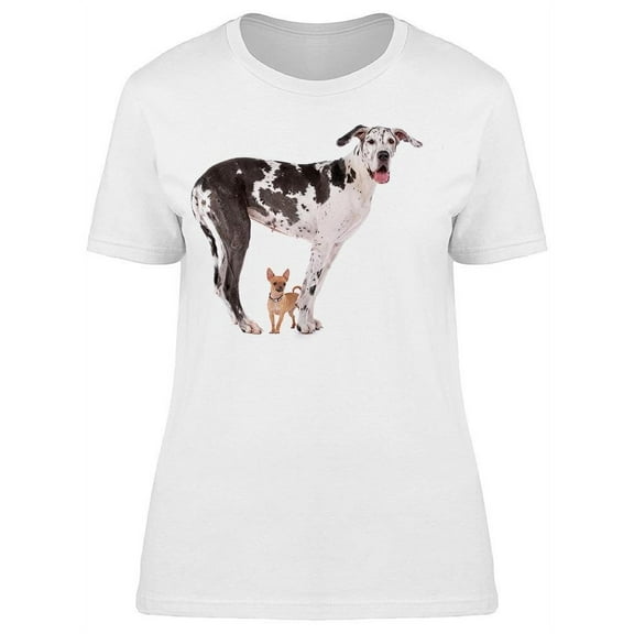 A Great Dane, And A Chihuahua T-Shirt Women -Image by Shutterstock, Female Small