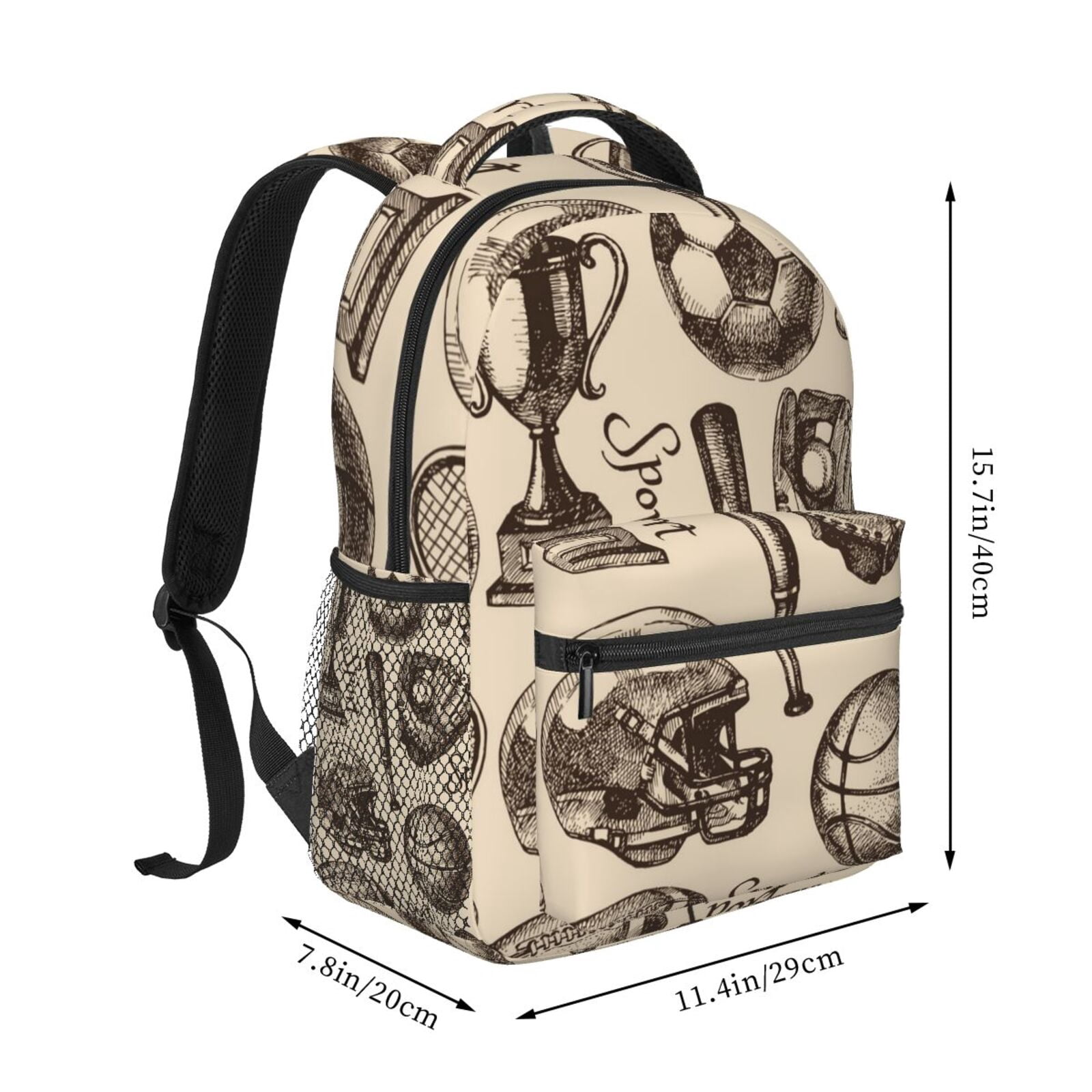 Sport Baseball Football Basketball Backpack Casual College Bag Zipper Laptop Daypack Hiking Rucksack Travel