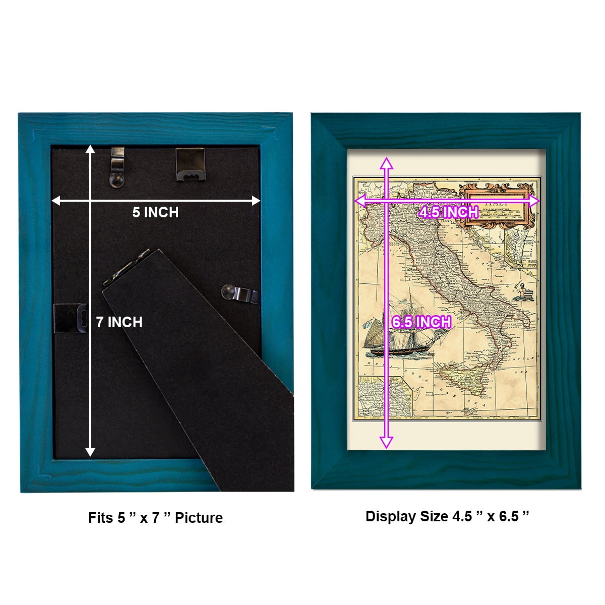 Italy Map -Framed Print w/glass-Ocean Blue