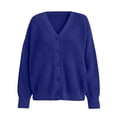 thumbnail image 5 of Otvok Womens Long Lantern Sleeve Knit Cardigan, Ladies Textured Open Knit V Neck Button Front Loose Casual Sweater Coat, 5 of 7