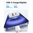thumbnail image 2 of Cargador 2 En 1 Ugreen 20w Negro + Cable USB A a C 2m Carga Rápida, 2 of 6