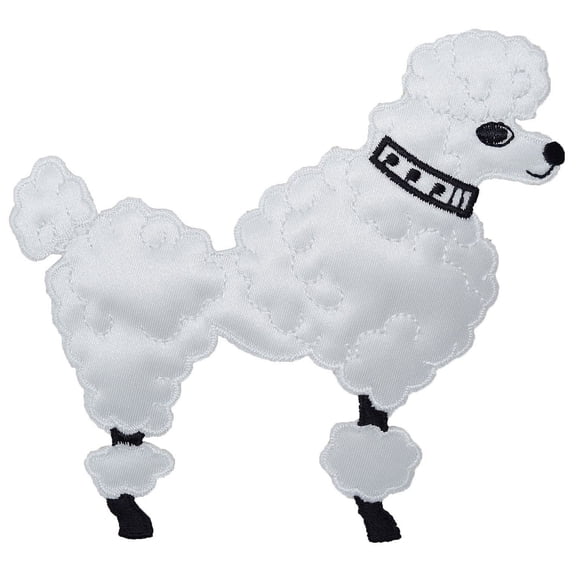Medium White Poodle - Facing Right - Iron on Applique/Embroidered Patch