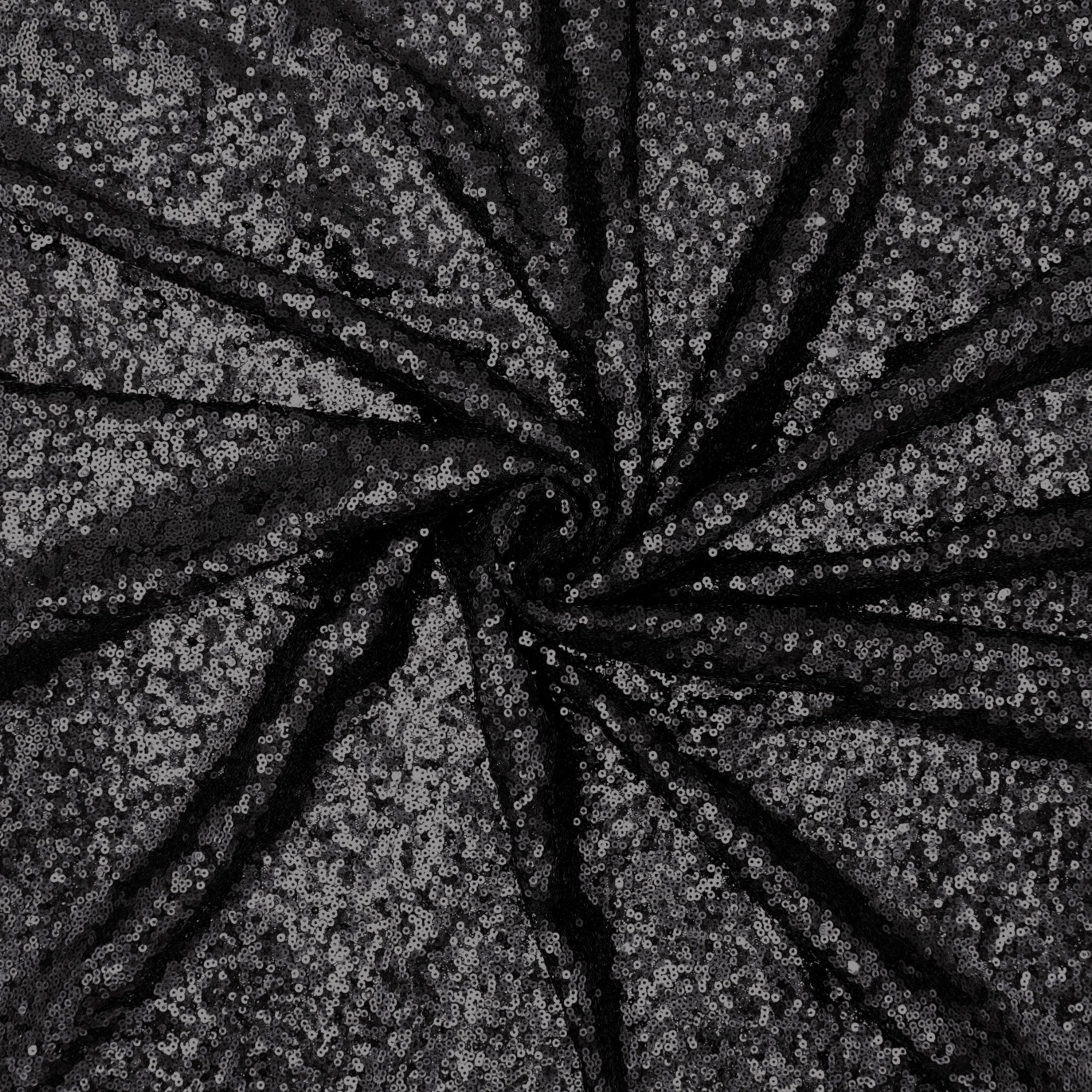 Hello Hobby 43” x 72” 100% Polyester Sequin 2 Yard Precut Fabric, Black, 43" Wide for Sewing & Crafting