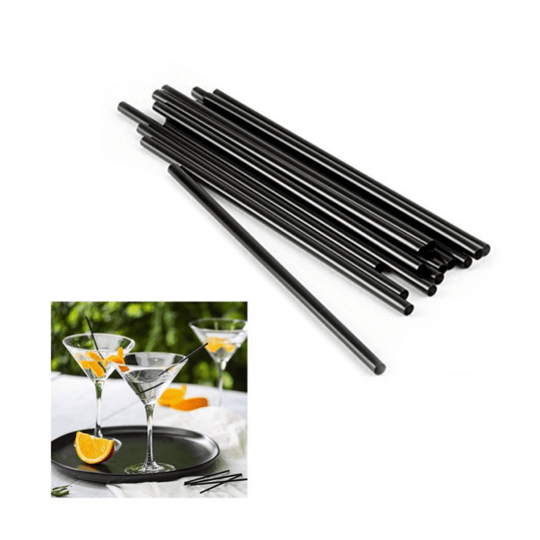 Disposable Plastic Coffee Stirrer Straw - 5 Inch Sip Stir Stick (Black,  1000)