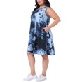 thumbnail image 4 of Vestido de verano sin mangas de talla grande para mujer Agnes Orinda, con cuello redondo, midi, de playa, con bolsillos, 3X, negro y gris, 4 of 5