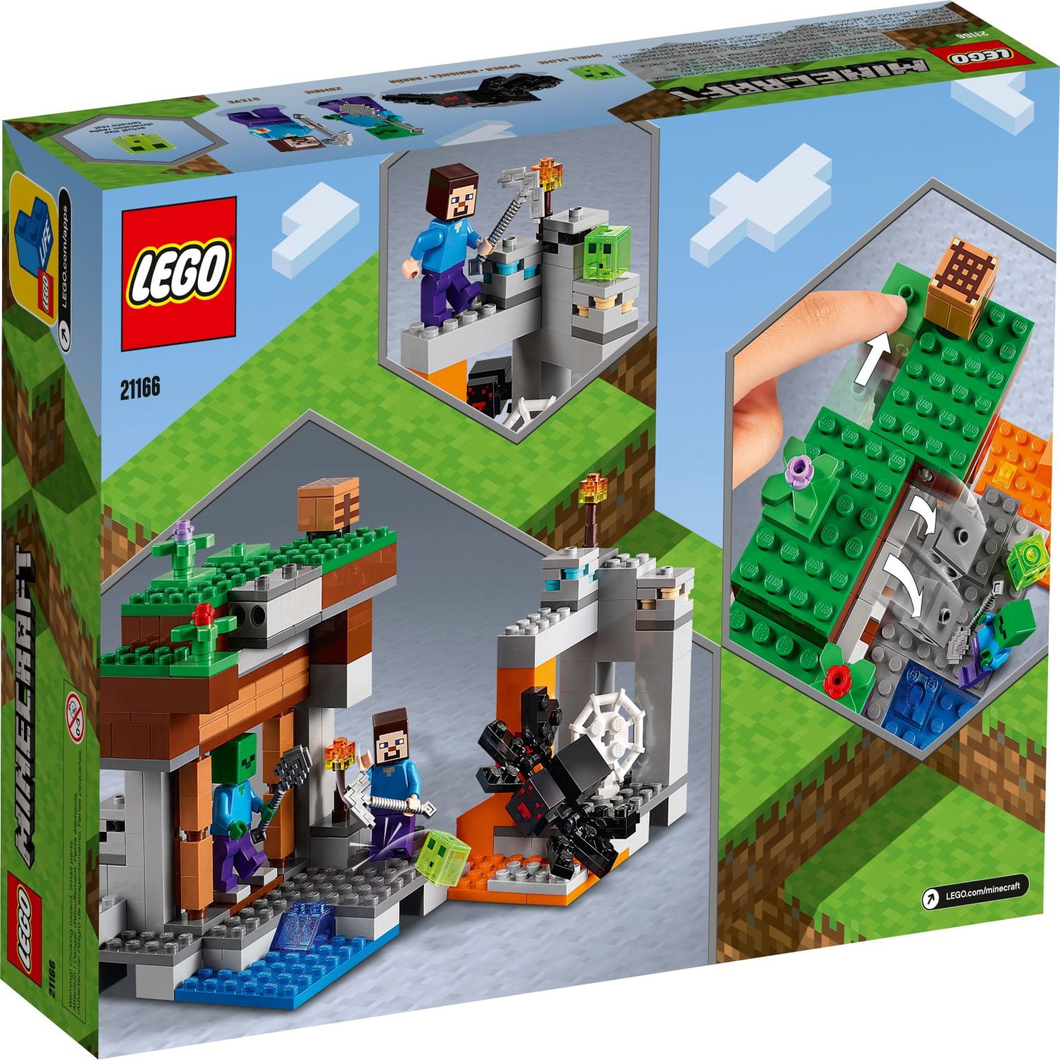 LEGO Minecraft The Abandoned Mine Building Toy, 21166 Zombie Cave with Slime, Plastic Steve & Spider Figures, Gift Idea for Kids, Boys and Girls Age 7 Plus