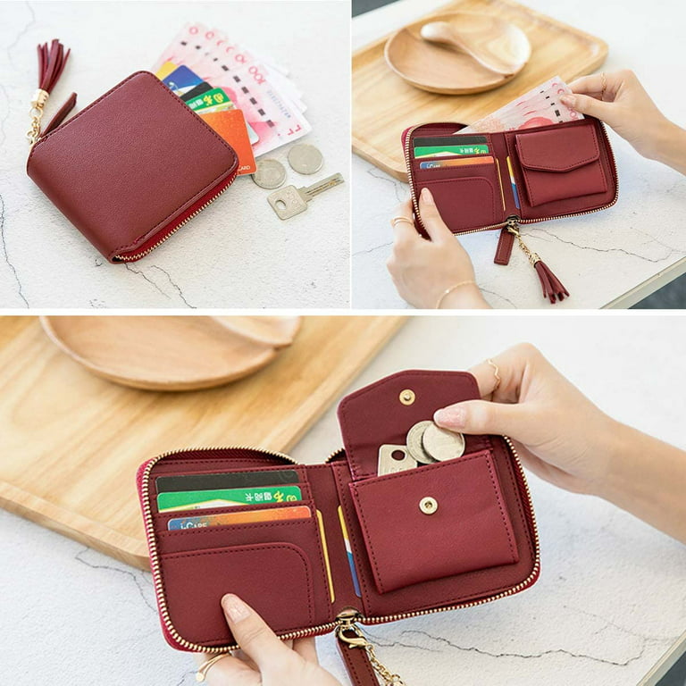 PU Card Holder Multiple Card Slots Card Holder Women's Exquisite Short  Wallet Coin Purse Large Capacity Card Cash Storage Pouch