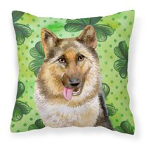 Carolines Treasures BB9828PW1414 German Shepherd St Patricks Fabric Decorative Pillow  14Hx14W multicolor