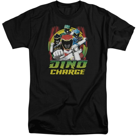 Power Rangers Dino Lightning Adult Tall T-Shirt Black