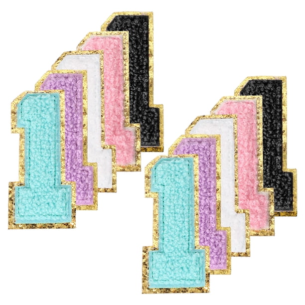 Parches de Número de Chenille Uxcell, 10 Pcs Parche de Número para Planchar, Número 1