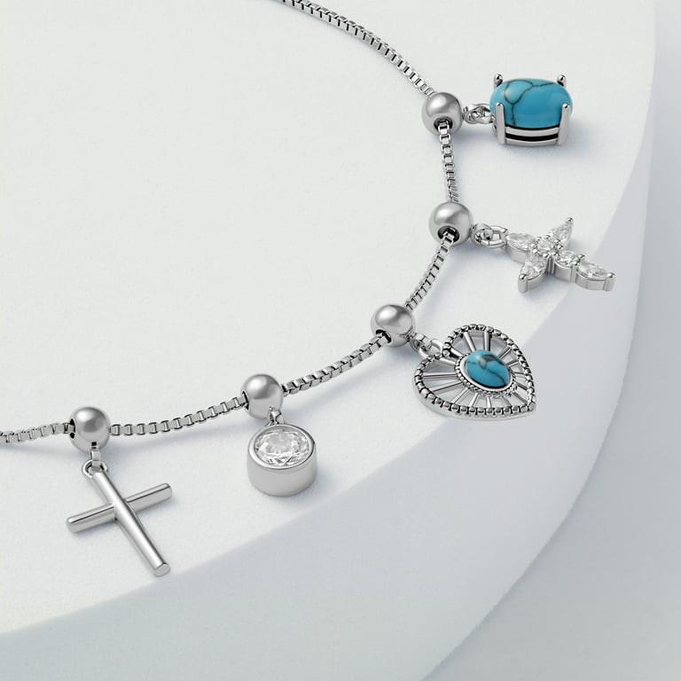 Believe Women's Silver Plated Slider Charm Bracelet Adjustable