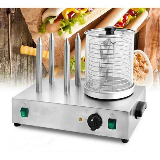 Hot Dog Warmer Sausage Grilling Machine Commercial Grilled Hot Dog Machine with Temperature Control and 4 Heating Rods