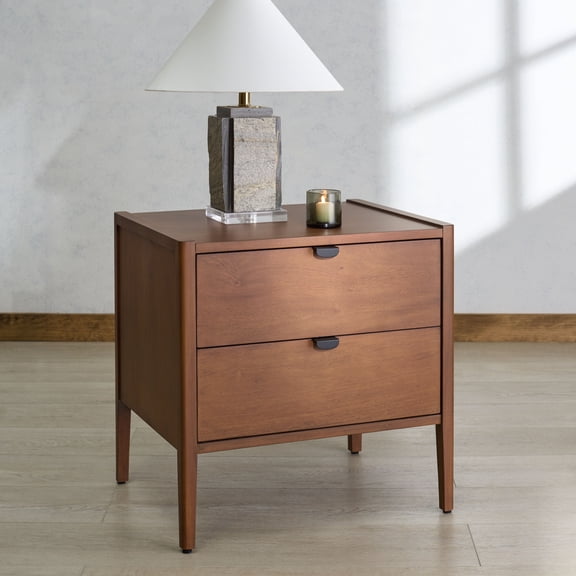 Safvaieh Couture Mayalyn Modern Wood and Metal Nightstand, Walnut/Black