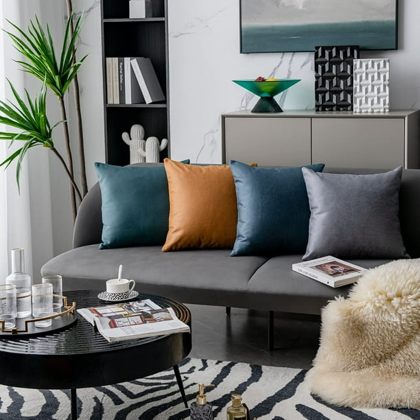 Dark Grey Faux Leather Pillow Covers 18x18 Inch Set of 2 Modern Accent tive Square Throw Pillow Covers Cushion Cases for Bedroom Living Room Couch Bed Sofa Walmart