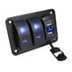 thumbnail image 3 of Panel de interruptores basculantes de 4,2 A con cargador USB doble, voltímetro de aluminio de alta resistencia para vehículos 3 pandillas, 3 of 8