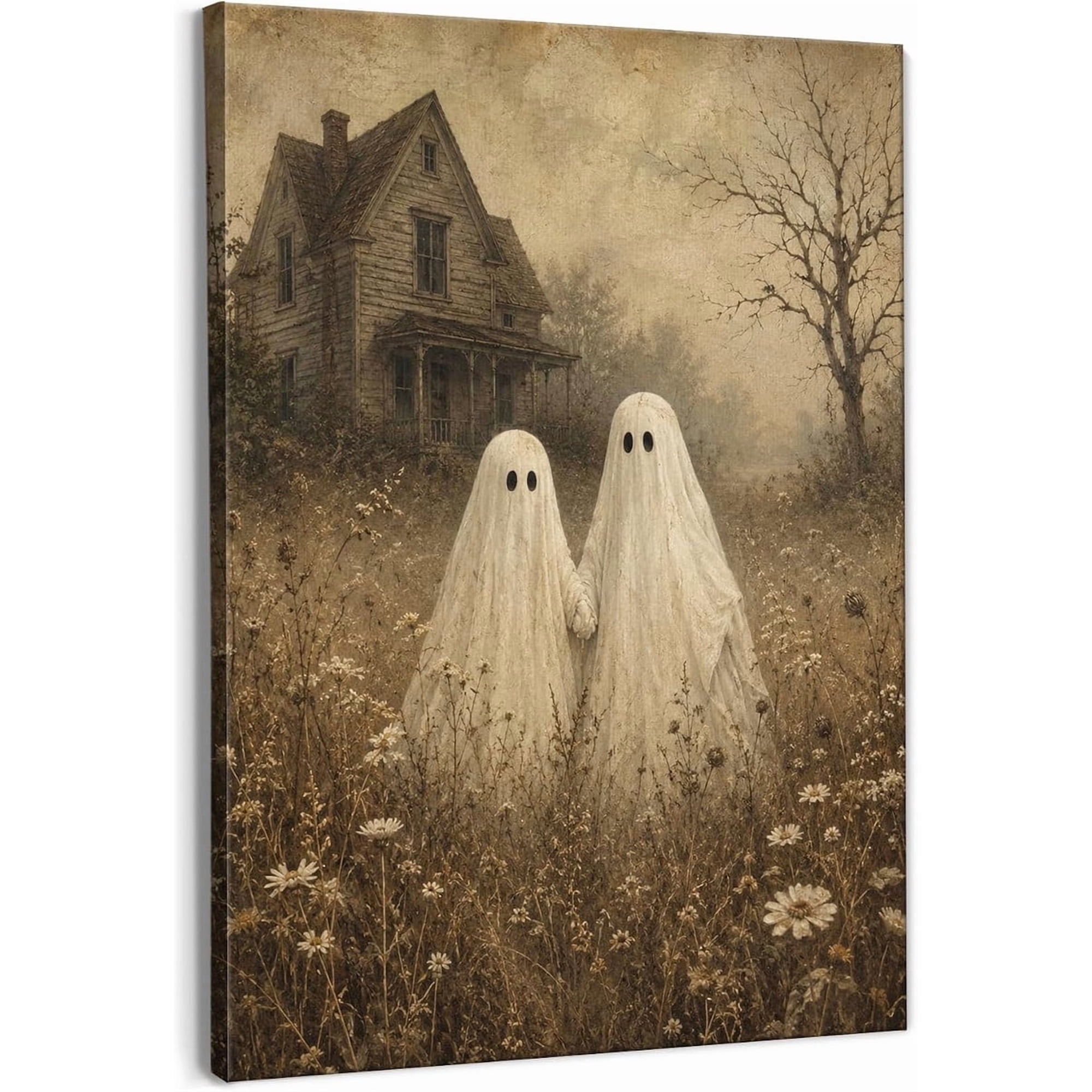 Rustic Gothic Ghost Halloween Wall Art Seasonal Entryway And Gallery Wall Decor
