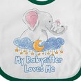 thumbnail image 4 of Inktastic My Babysitter Loves Me Cute Elephants Clouds Moon and Stars Boys or Girls Baby Bib, 4 of 4