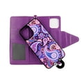 thumbnail image 2 of Purple Paisley Case for iphone iPhone 12 Pro Magnetic Detachable Pu Leather Wallet Cover Flap ClosureSnap-on Book Style Cases Card Holders Wrist Strap 2 in 1 Folio, 2 of 3