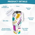 thumbnail image 2 of Yayeee 40oz Stainless Steel Tumbler with Straw and Handle Double-Wall Insulated Travel Water Bottle, Purple Abstract Shapes, 2 of 8