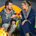 thumbnail image 3 of Tirrinia Waterproof Outdoor Picnic Blanket with Sherpa Lining, Windproof, Navy Blue, 51''X 59''., 3 of 8