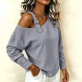 thumbnail image 4 of Purcolt Women's One Shoulder Sweatshirt Long Sleeve Slouchy Pullover with Buckle Strap for Lounge Streetwear Outfits Spring Fall Layering Everyday Tops, 4 of 5