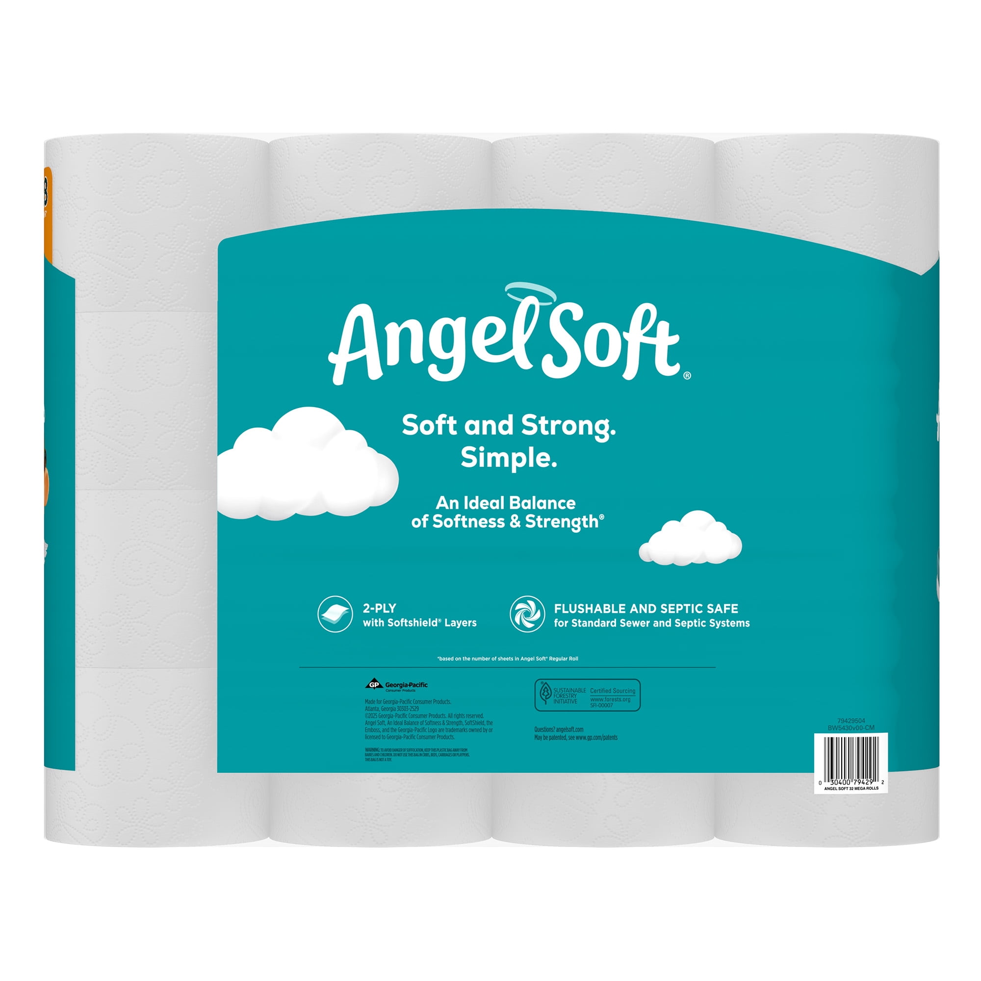 Angel Soft 2-Ply Toilet Paper, 32 Mega Rolls, 320 Sheets Per Roll