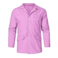 thumbnail image 3 of LIUJUNSHOP Mens Fashion Casual Solid Color Button Down Shirt Loose Lapel Long Sleeve Comfortable Breathable Top Purple L, 3 of 4