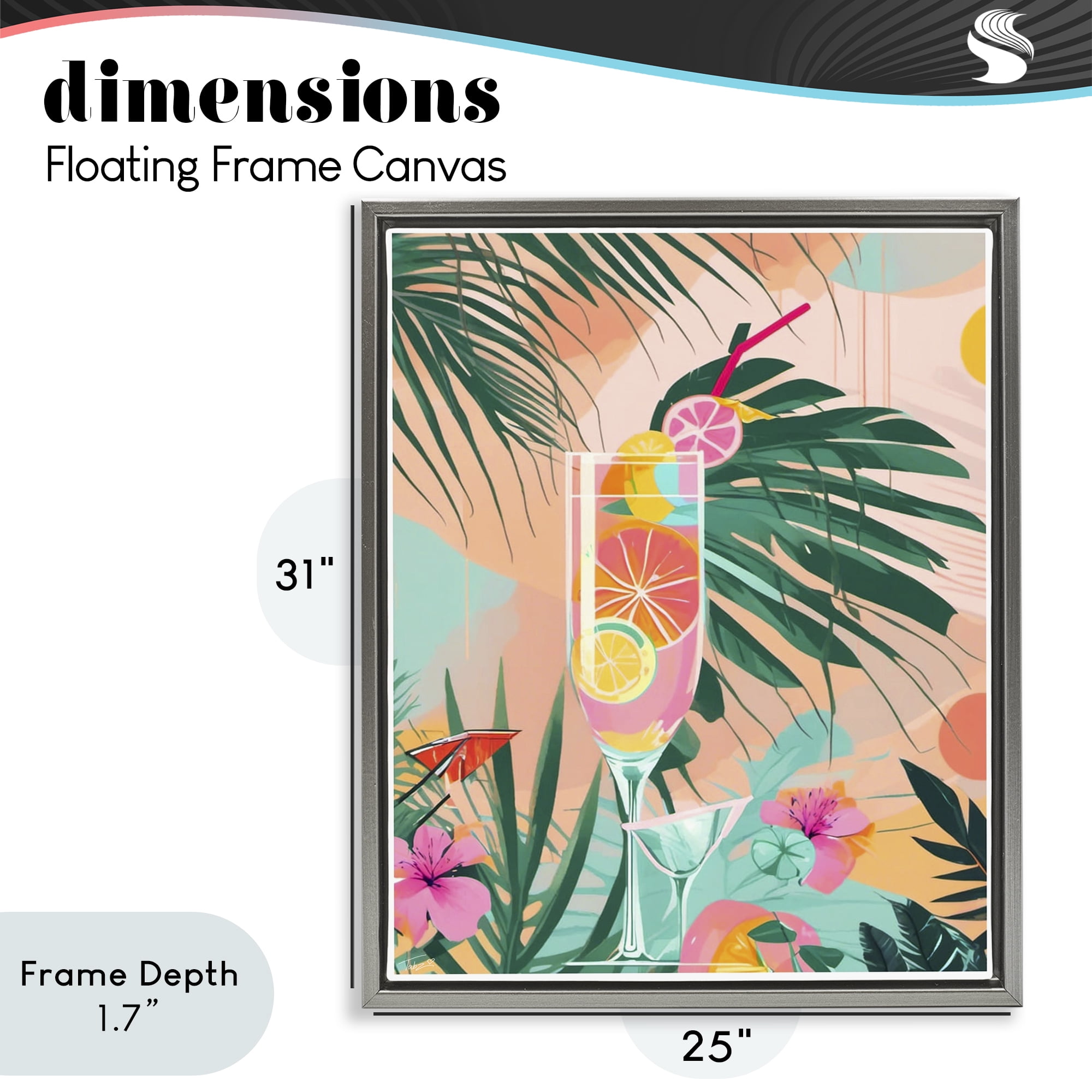 Stupell Industries Jungle Lemonade Cocktail Gray Framed Floater Canvas Wall Art, design by Tabz Jones