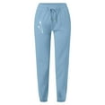 thumbnail image 3 of Ladies Pants Casual Simple Fashion Solid Color Pants Partial Dandelion Print Pocket Drawstring Plus Size Pants Women Sky Blue M, 3 of 3