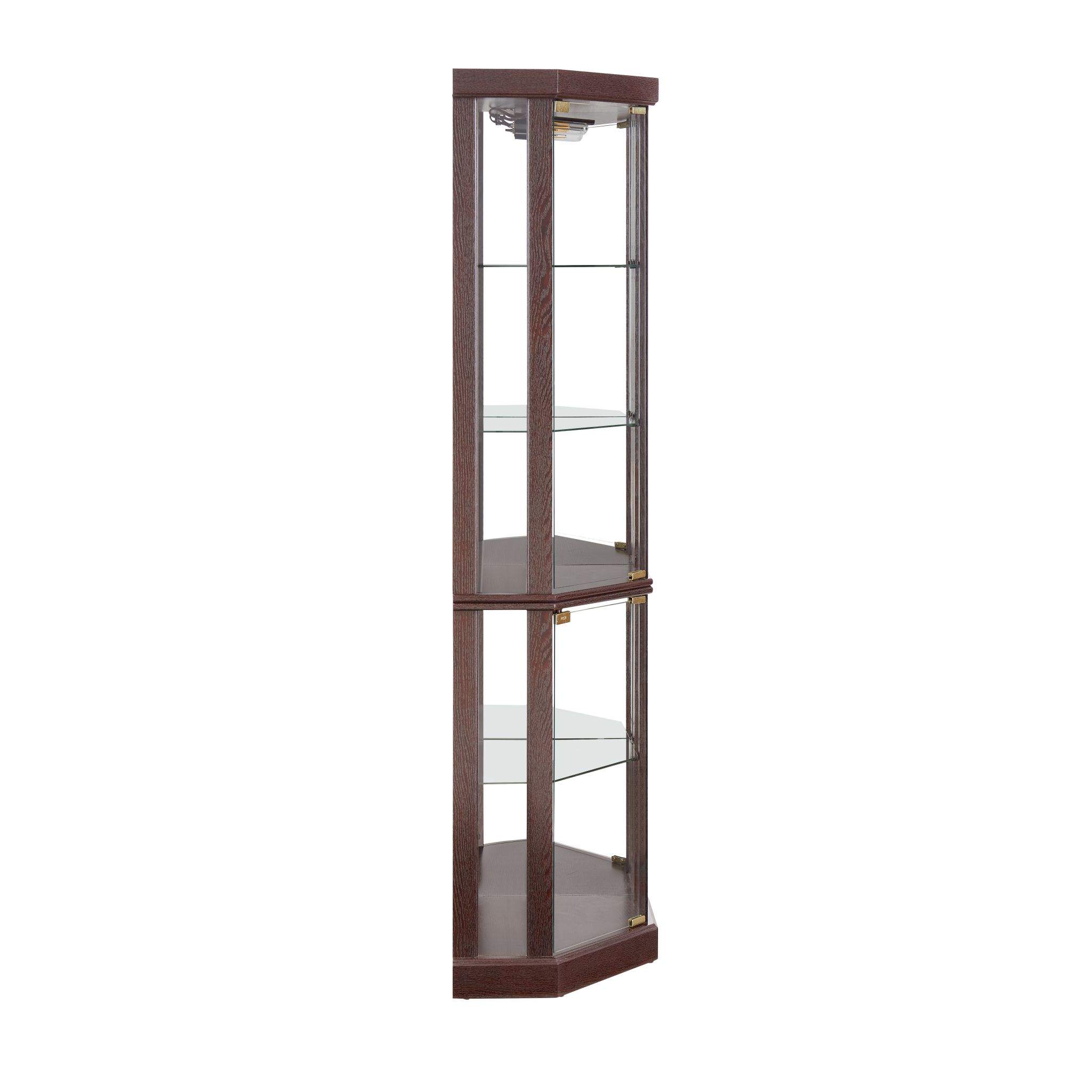CKEASEAN Curio Cabinet with Light Bulb, 70"H Corner Glass Display Case with Tempered Glass Door and Adjustable Shelves