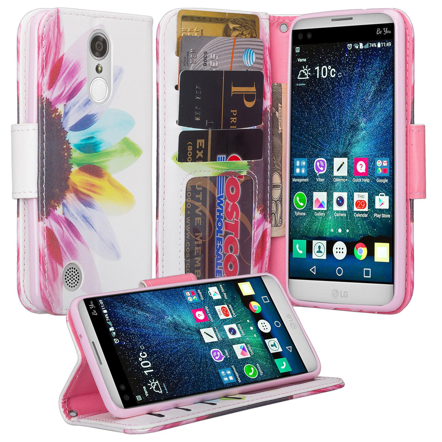 MChoice for LG Fortune/Phoenix 3/Rebel 2/K4 2017 Wallet Flip Case Cover with Card Slots and Stand 