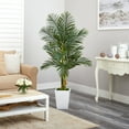 thumbnail image 4 of 66" Golden Cane Artificial Palm Tree in White Metal Planter in Green/Black, 4 of 4