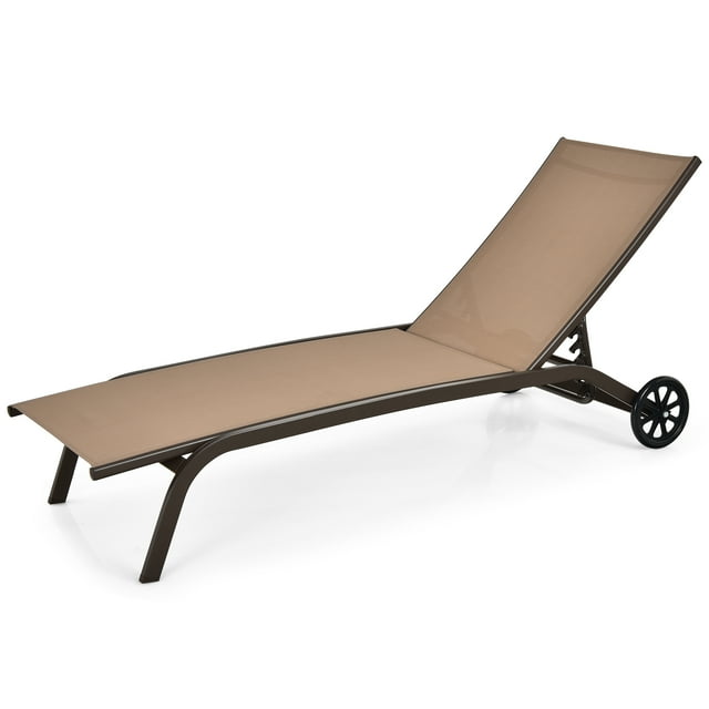 Patiojoy Chaise Longue d'Extérieur Chaise Longue de Patio Fauteuil Inclinable avec Dossier Réglable à 6 Positions