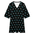 thumbnail image 4 of Abstract Shark Symbols Womens Dress With Pockets Summer V Neck 3/4 Sleeve Dress Plus Size Loose Dress, 4 of 7
