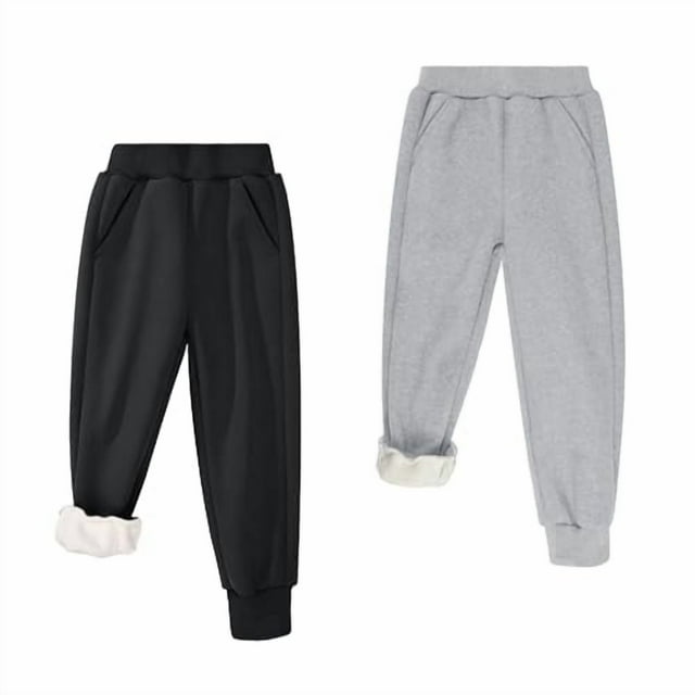 BIG ELEPHANT Pantalones Deportivos con Forro Polar para Niños y Niñas, Pantalones Deportivos Cálidos de Invierno con Cintura Elástica y Bolsillos de 3 a 16 Años