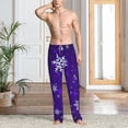 thumbnail image 6 of Lsque Dark Purple Snowflakes Print Men's Pajama Pants, Lounge Pant - Comfortable Home Wear,Elastic Waistband, Stylish Design-X-Large, 6 of 9