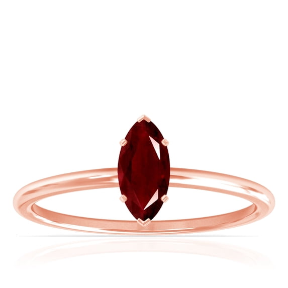 GemsNY July Birthstone - Dainty Marquise Four Prong Ruby Solitaire Ring (Grade - AAA | 0.85cts.)