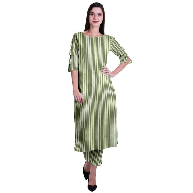 Moomaya 2-Piece Womens Cotton Printed Kurta Pant Set Indian Dress Ethnic Set