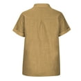 thumbnail image 6 of nerohusy Plus Size Linen Tops for Women Button Down Shirts Short Sleeve Cotton Linen Collared V Neck Solid Casual Work Gauze Blouses 2025 Khaki,XXXXL, 6 of 8