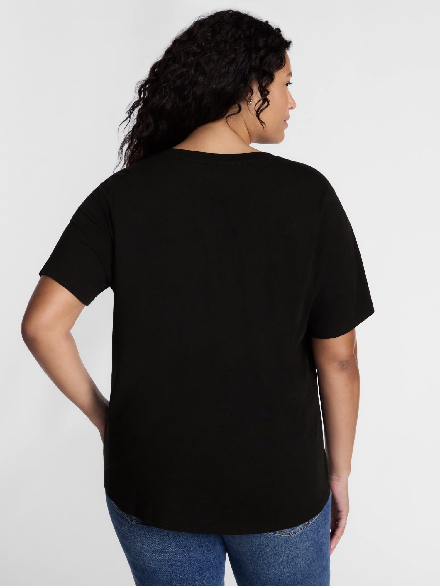 Terra & Sky Women's Plus Size V Neck Tee with Short Sleeves, Size 0X-5X